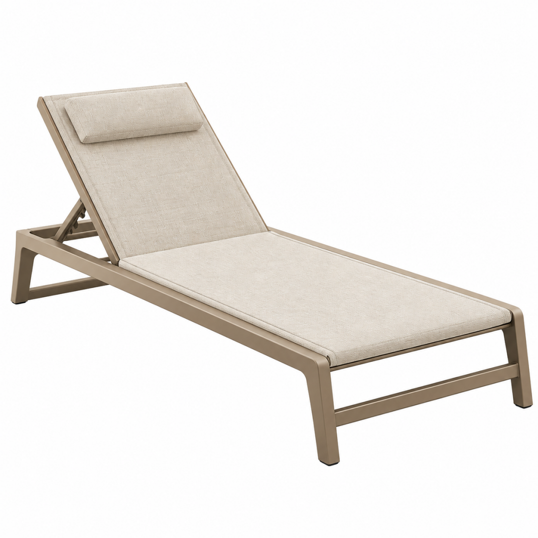 Sonnenliege 200 x 70 cm Metall Textil Beige mit verstellbarer Rückenlehne