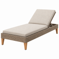 Gartenliege 200 x 70 cm aus Geflecht Beige Braun mit verstellbarer Rückenlehne