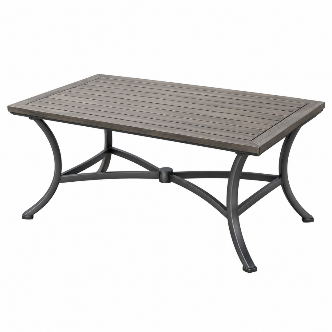 Garten-Esstisch 180 x 100 x 75 cm Holz und Metall Graubraun Schwarz - rechteckig
