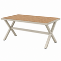 Gartentisch 180 x 90 x 75 cm Holz Metall Natur Beige X-Gestell