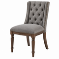 Polsterstuhl 65 x 55 x 105 cm grauer Stoff Holzgestell Chesterfield Stil