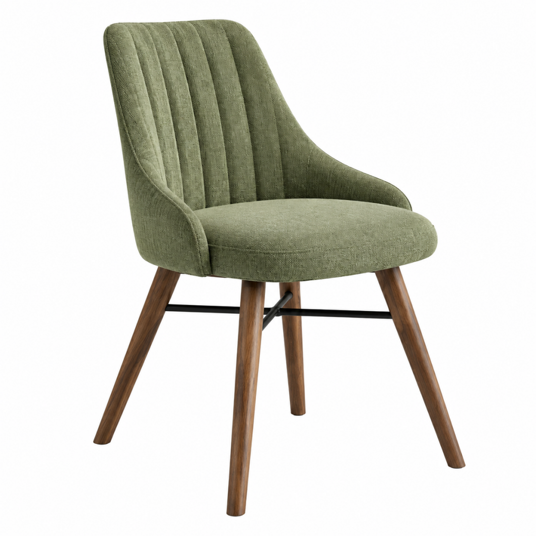 Esszimmerstuhl 60 x 63 x 85 cm Textil Olivgrün Holzbeine Gepolstert Modern