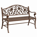 Gartenbank 139 cm Metall Bronze Blumenmuster mit Armlehnen