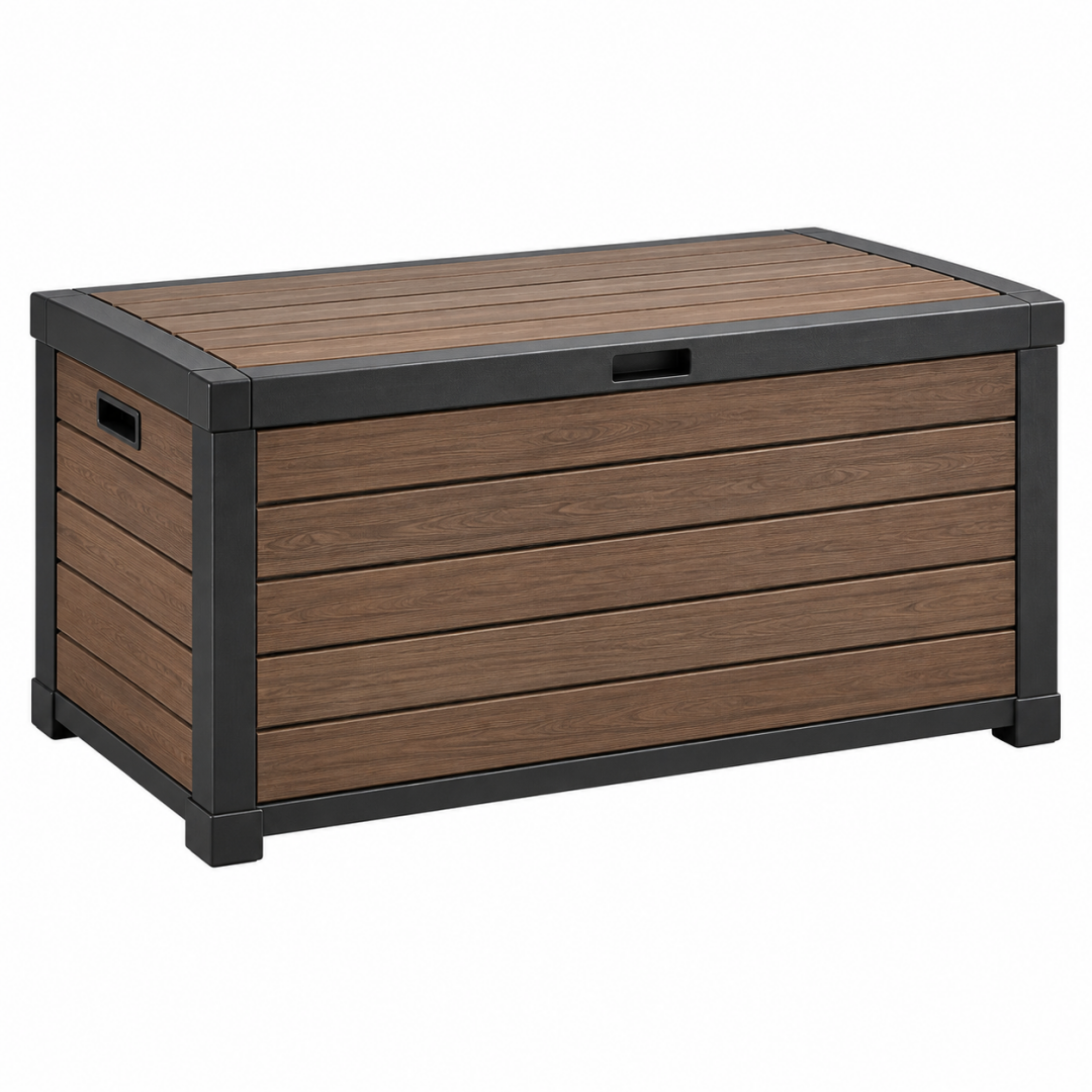 Auflagenbox 134 x 70 x 73 cm Kunststoff Braun Schwarz - wetterfester Stauraum für Garten