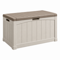 Garten-Aufbewahrungsbox 117 x 45 x 57 cm Kunststoff Beige/Braun mit Klappdeckel